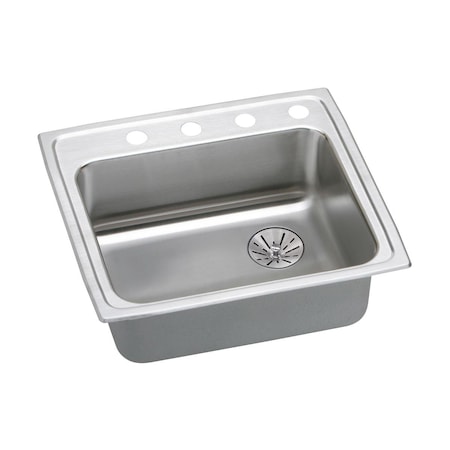 Elkay Lustertone Stainless Steel 22 X 19-1/2 X 6-1/2 Single Bowl Top Mount Ada Sink With Perfect Drain LRADQ221965RPD2